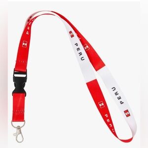 Peru Flag Reversible Lanyard Keychain